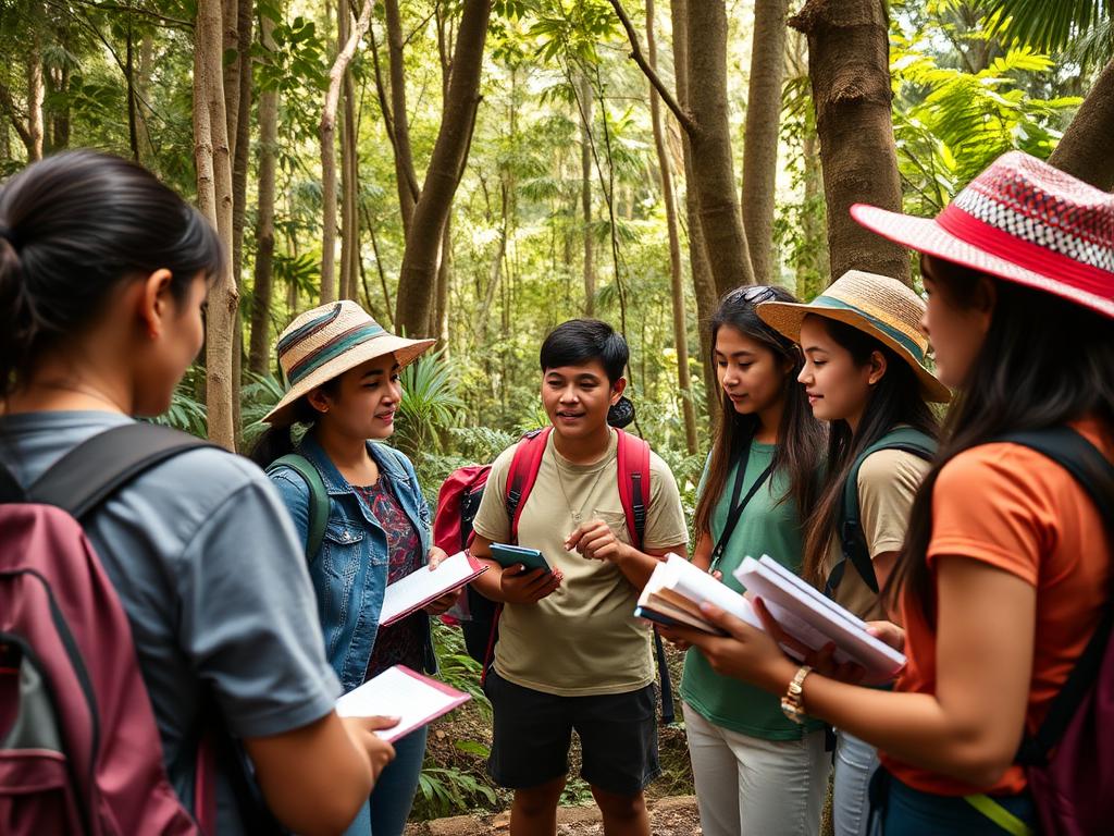 Estudiantes en excursión pedagógica en la naturaleza