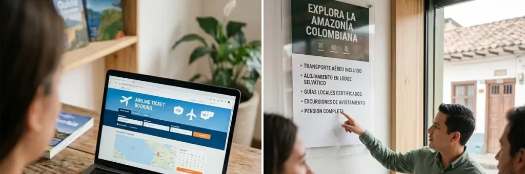 Comparativa de costos y beneficios entre contratar una agencia de viajes vs planear por tu cuenta para tours en Colombia.