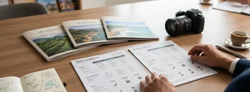 Guía para comparar cotizaciones de viajes: tabla de verificación de qué significa todo incluido, checklist de gastos ocultos y asesoría técnica de Ecolombia Tours para evitar sorpresas.