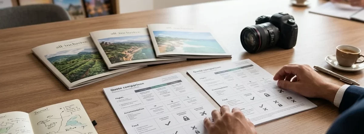 Guía para comparar cotizaciones de viajes: tabla de verificación de qué significa todo incluido, checklist de gastos ocultos y asesoría técnica de Ecolombia Tours para evitar sorpresas.