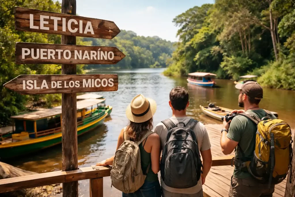 Comparamos Leticia vs Puerto Nariño vs Isla de los Micos para ayudarte a elegir tu base ideal y planificar un viaje de 2 o 3 días al Amazonas en 2027.