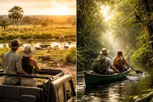 Comparativa de biodiversidad y paisajes en Orinoquía vs Amazonas para reservar planes de naturaleza extrema y safaris en Colombia.